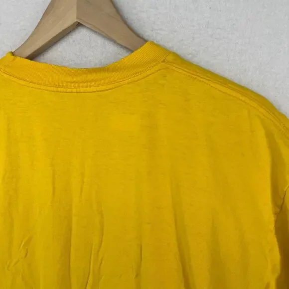 NIKE Shirt Mens L 90s Center Swoosh Spellout Short Sleeve Cotton Yellow VTG - Picture 7 of 13